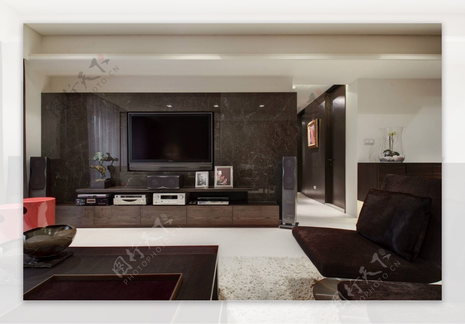 现代时尚客厅褐色家具室内装修JPEG图