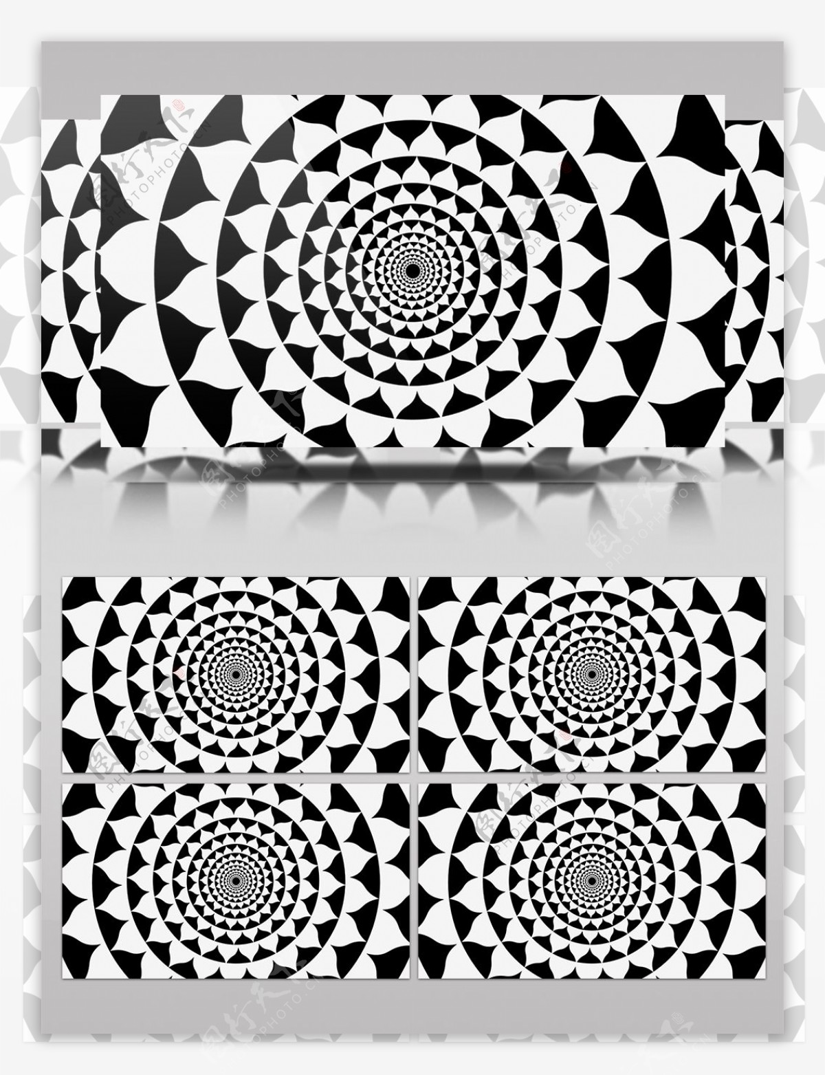 黑白圆圈花瓣形状视频素材