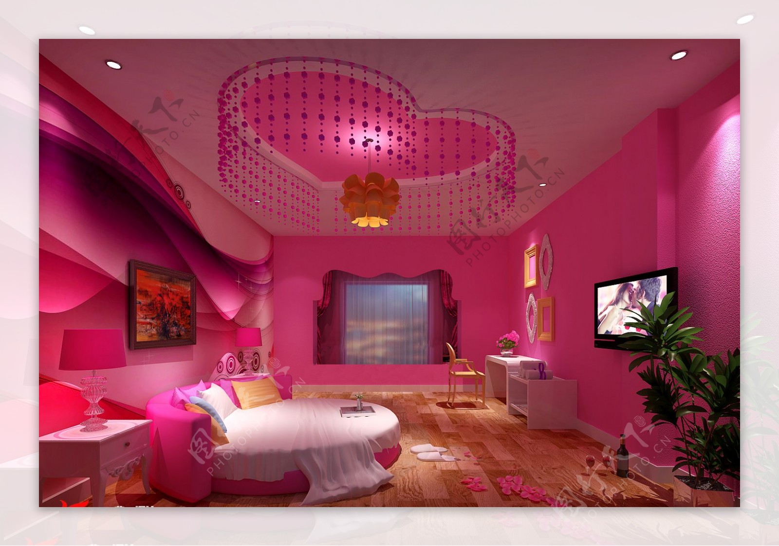 粉色主题酒店装修效果图