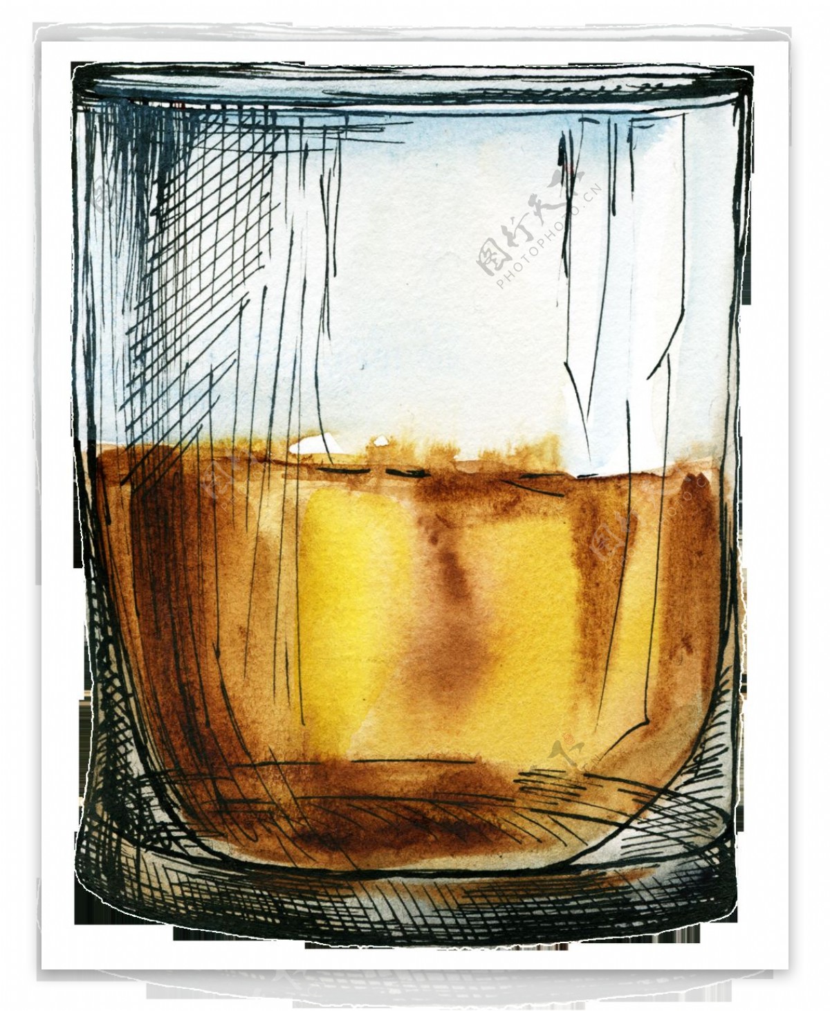 裂纹酒杯卡通透明素材