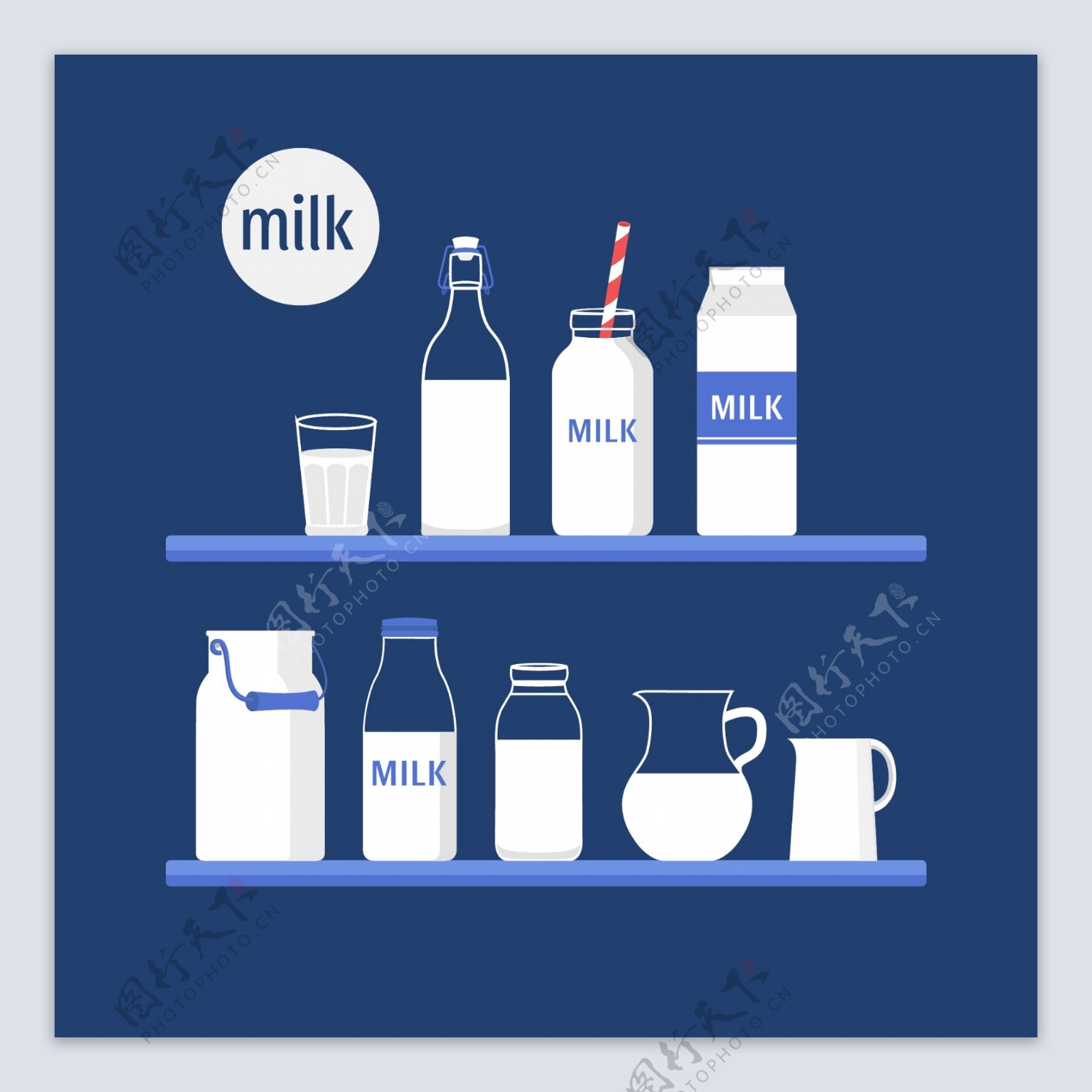 扁平早餐营养牛奶插画