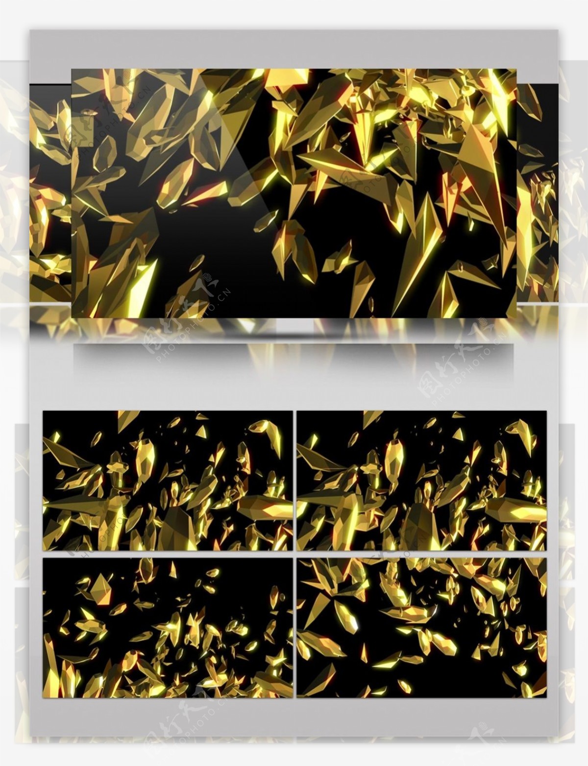 金色立体碎片飞扬视频素材