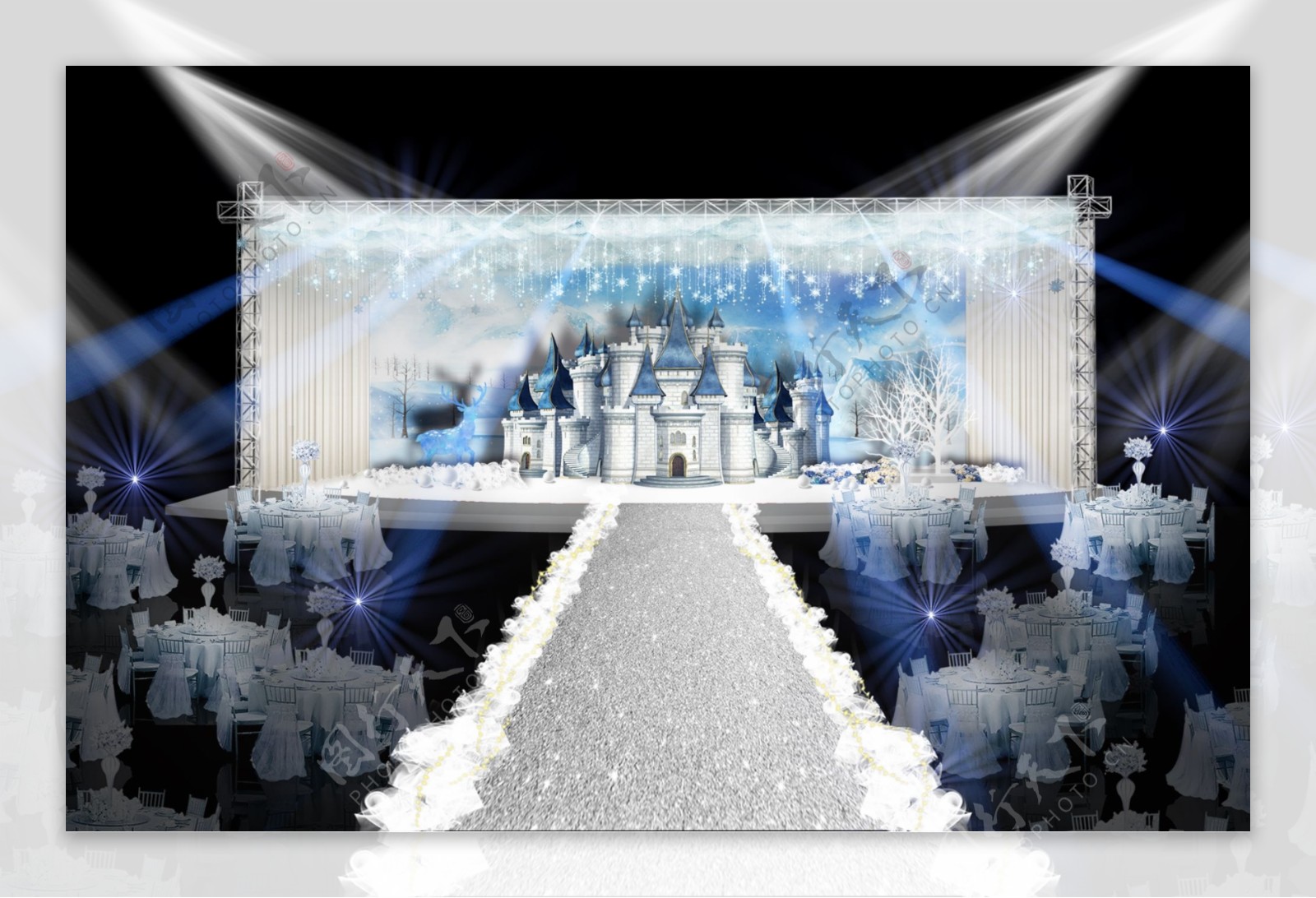 蓝色城堡主舞台工装效果图