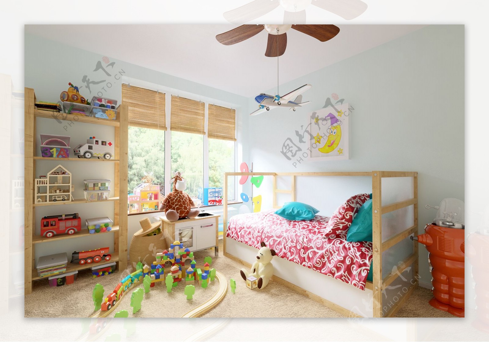 舒适简约玩具儿童房无污染家具室内效果图