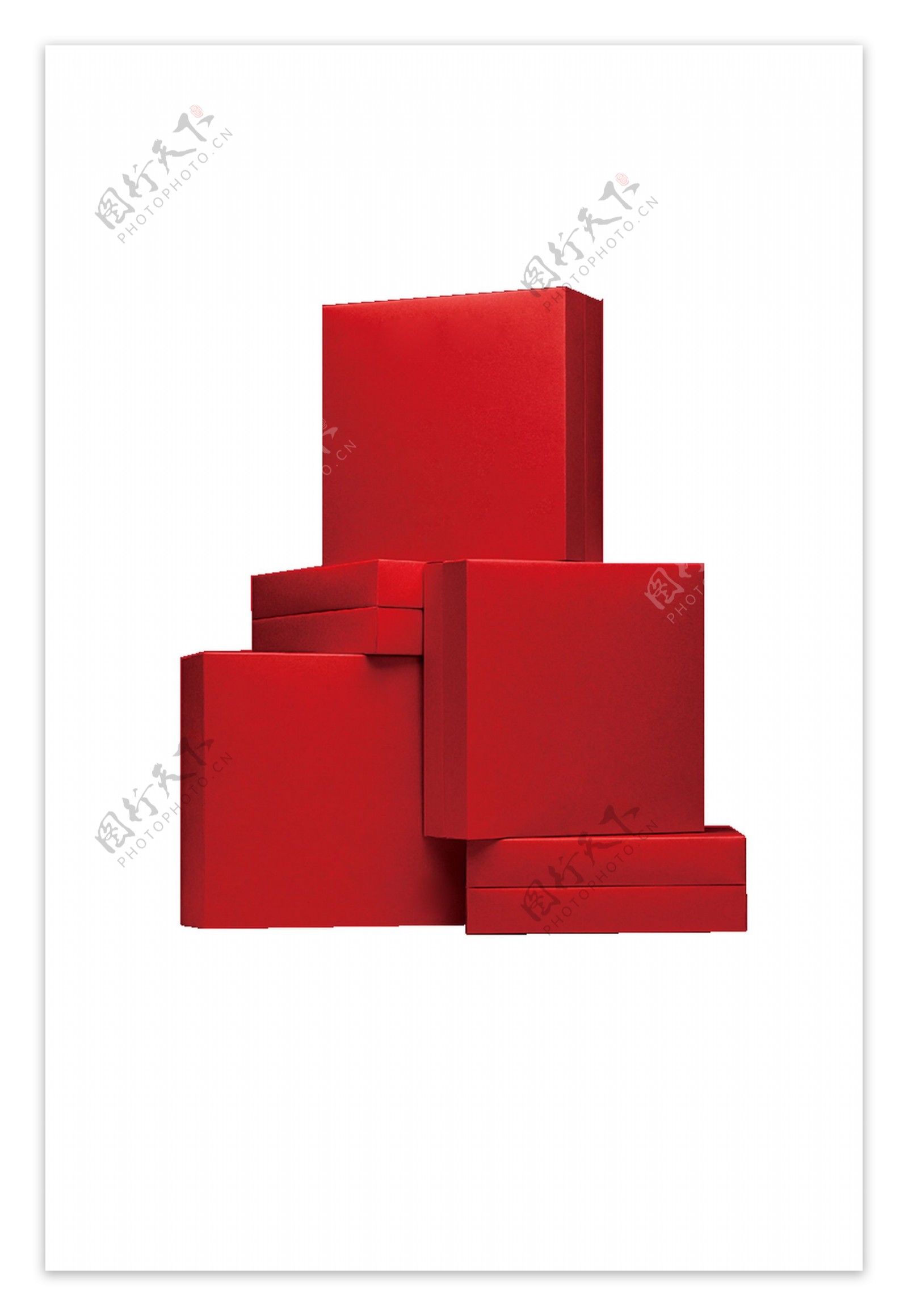 艳丽红色礼盒透明素材