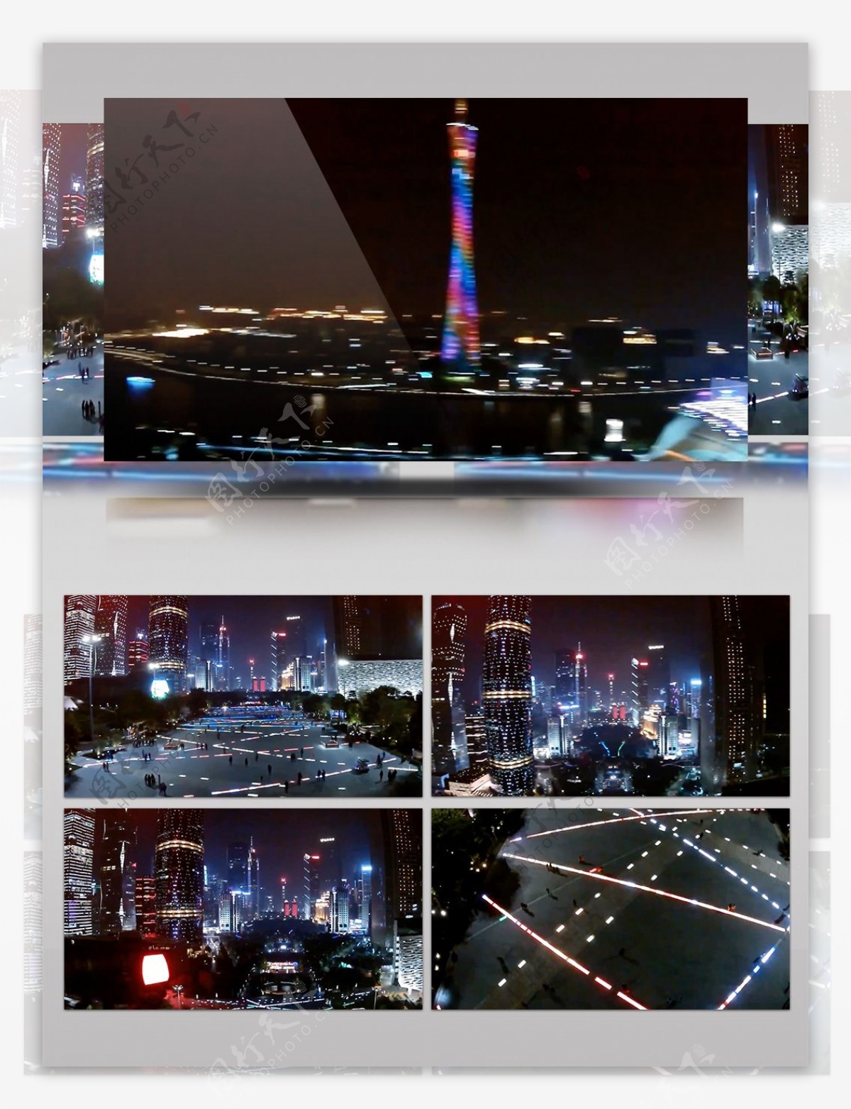 珠江新城夜景羊城风光实拍素材