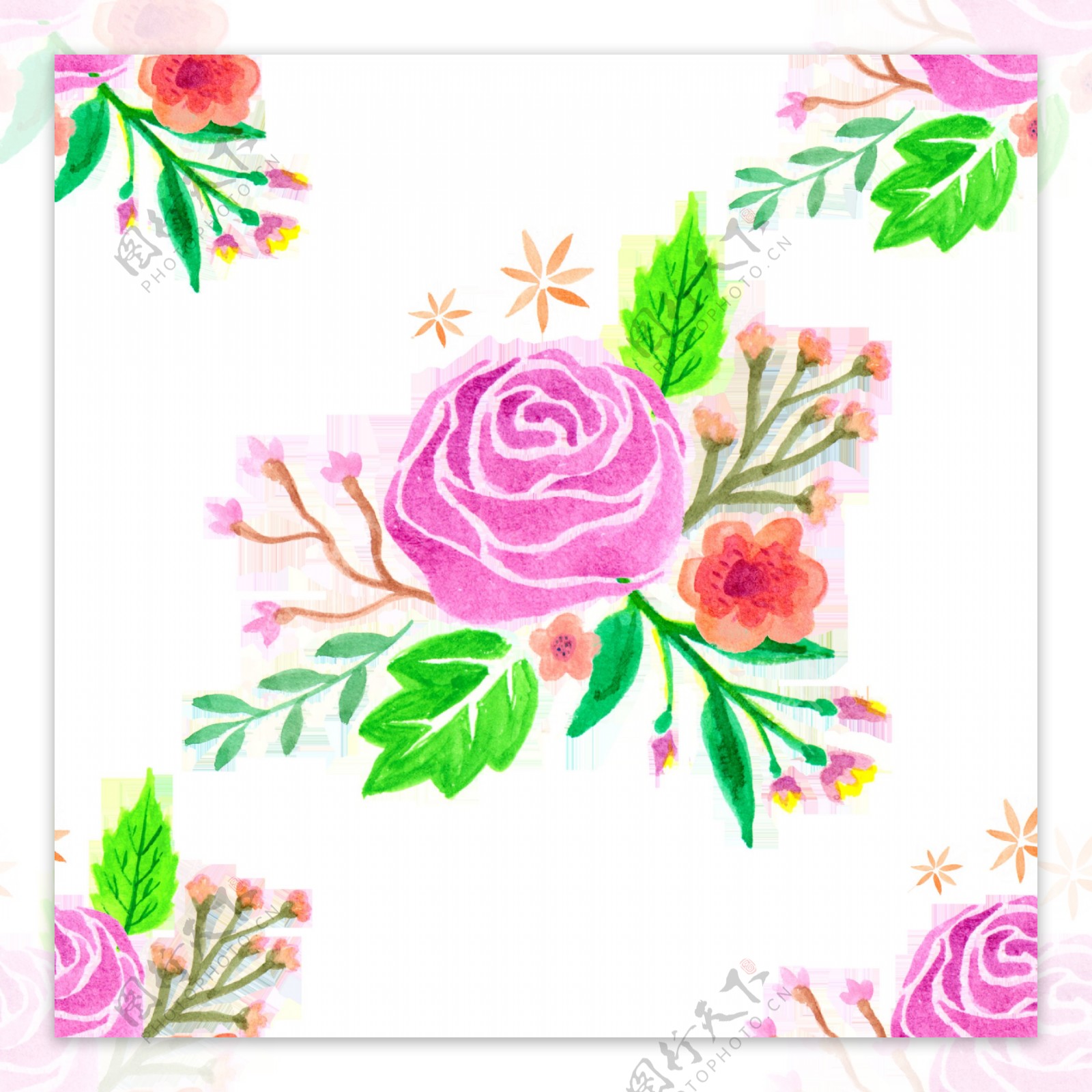 粉色时尚高雅花卉透明装饰素材