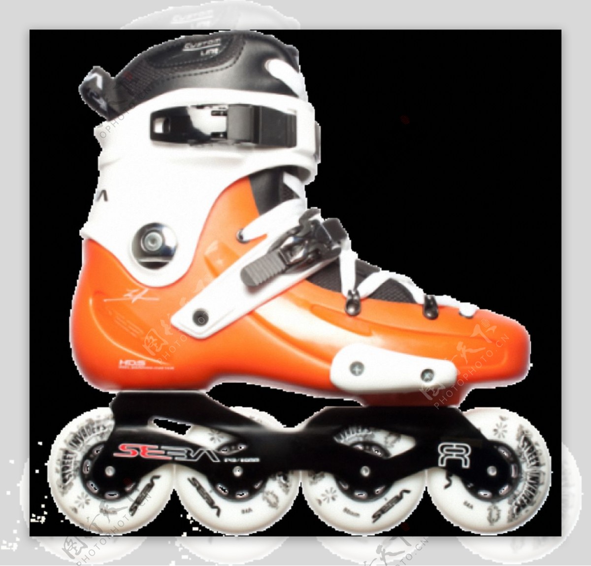 橙色真皮溜冰鞋免抠png透明素材