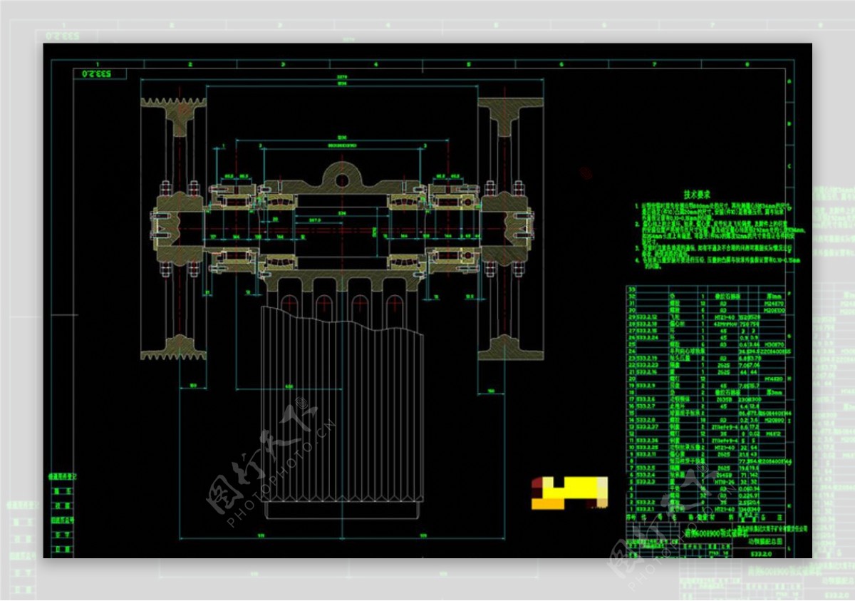 动颚装配总图CAD机械图纸