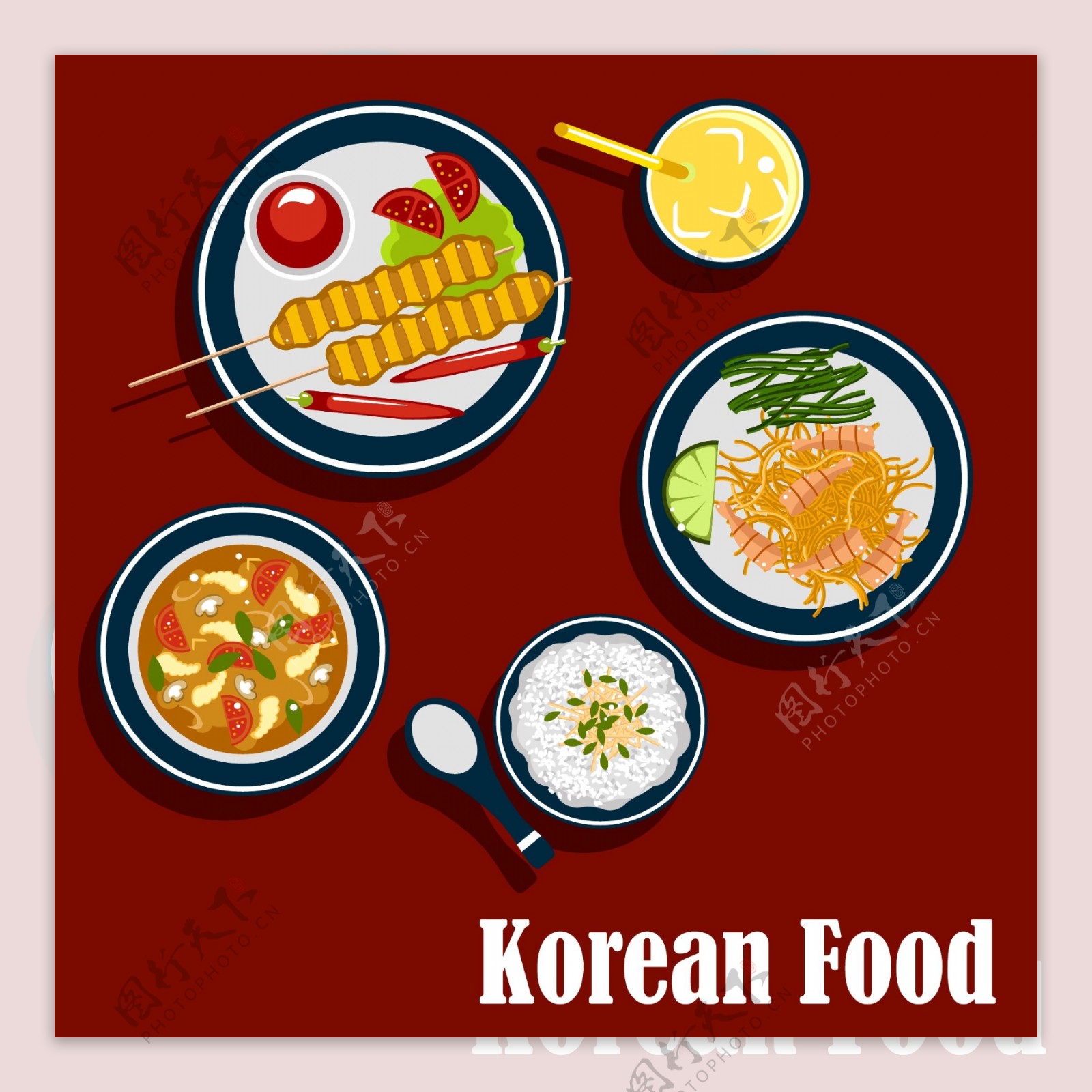 韩国食品设计ai矢量元素