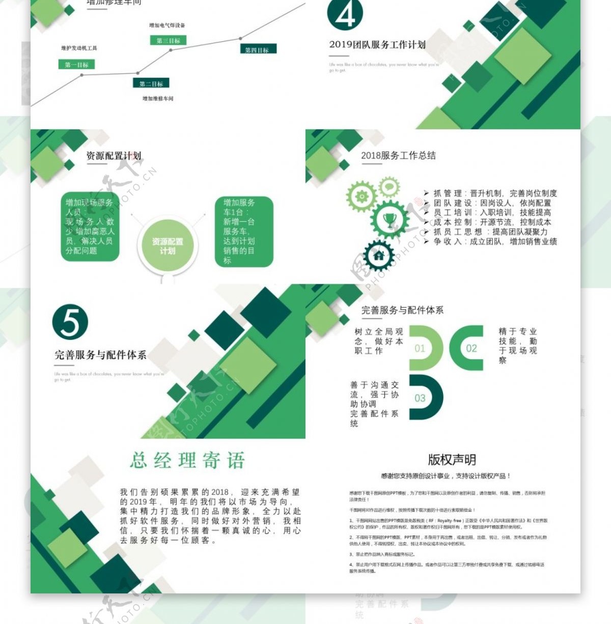 绿色扁平风计划总结汽车销售业PPT范本