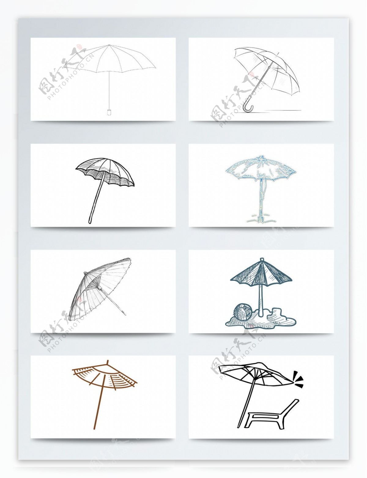 二十四节气雨水相关PNG元素简笔画雨伞