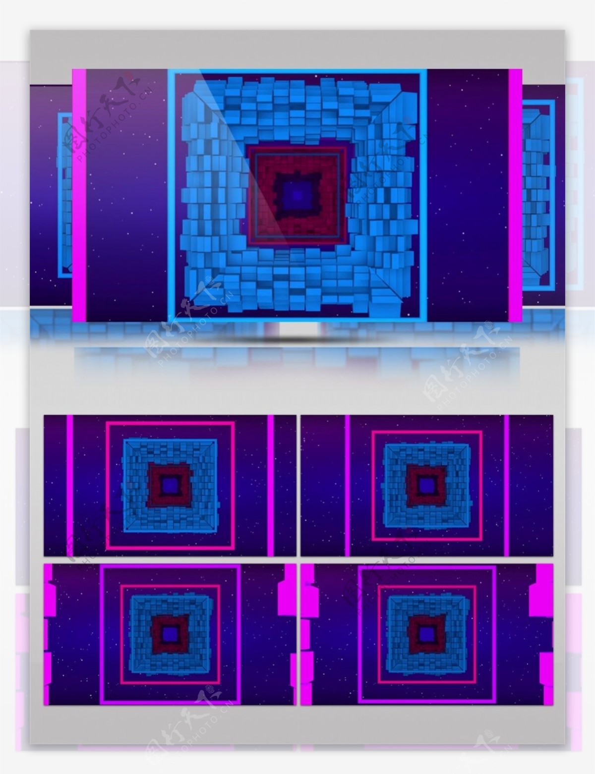 紫色激光方块高清视频素材