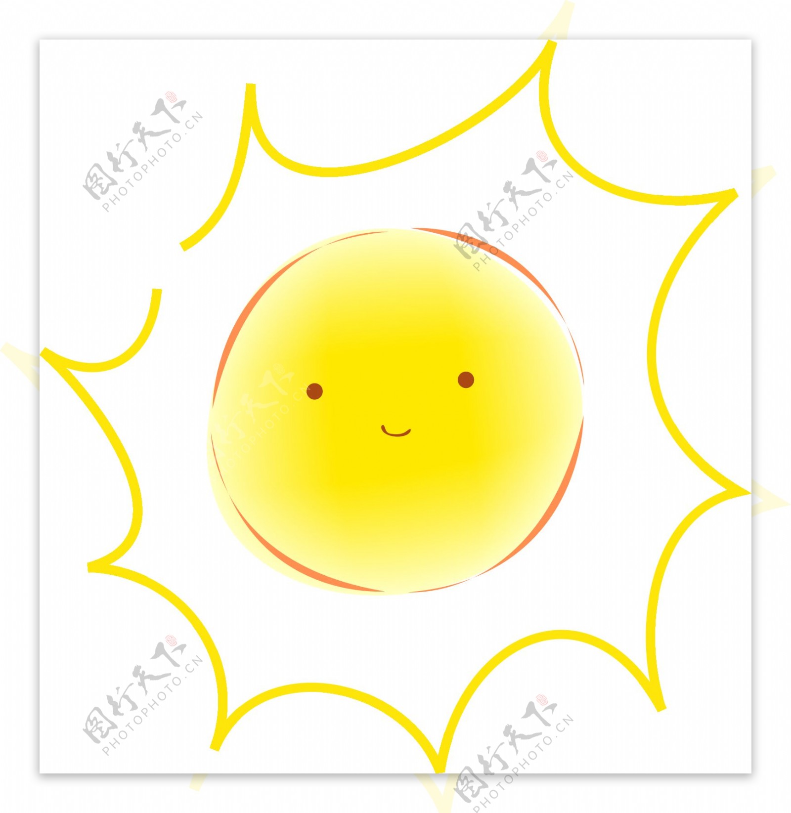 卡通黄色太阳png元素