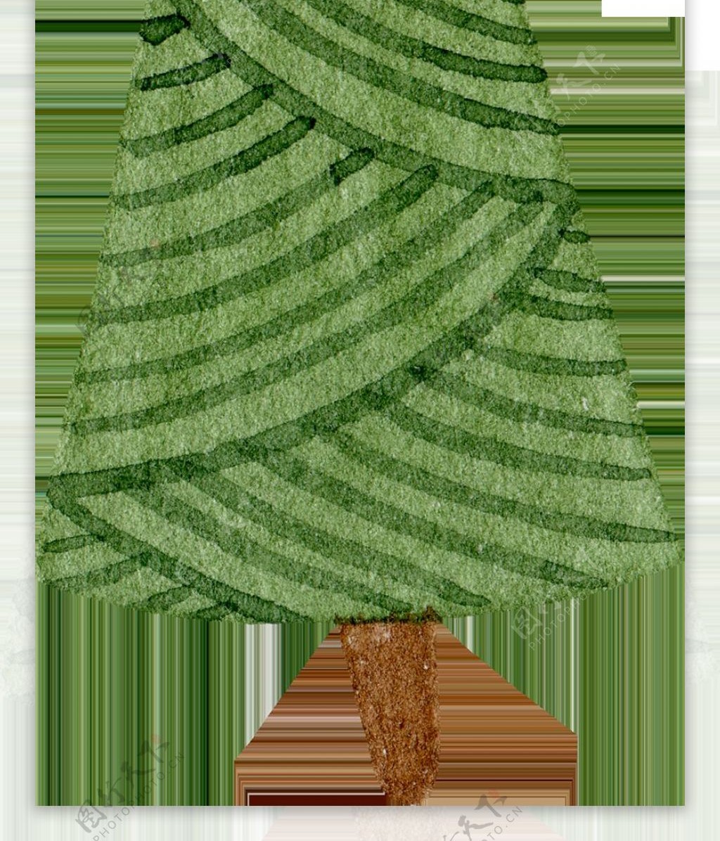 手绘绿色松树透明素材合集