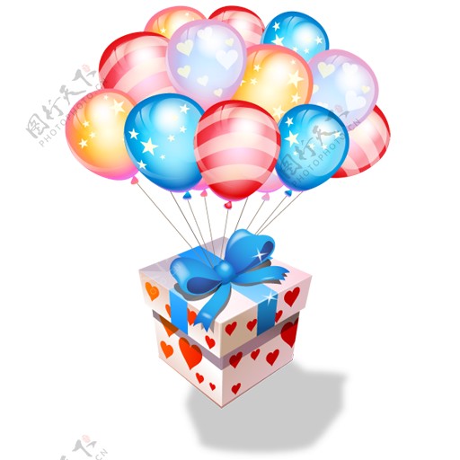可爱气球礼物盒透明装饰素材合集
