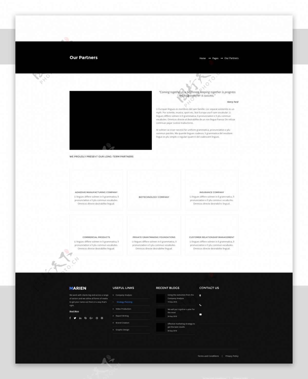 高级黑白底色网页界面PSD模板