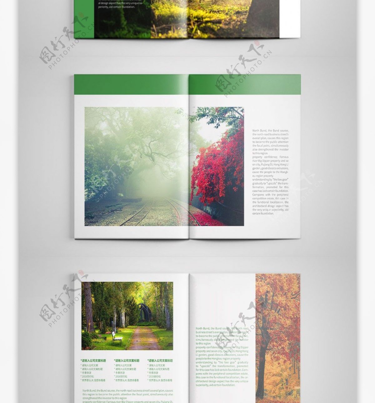 创意绿色森林旅游画册设计PSD模板