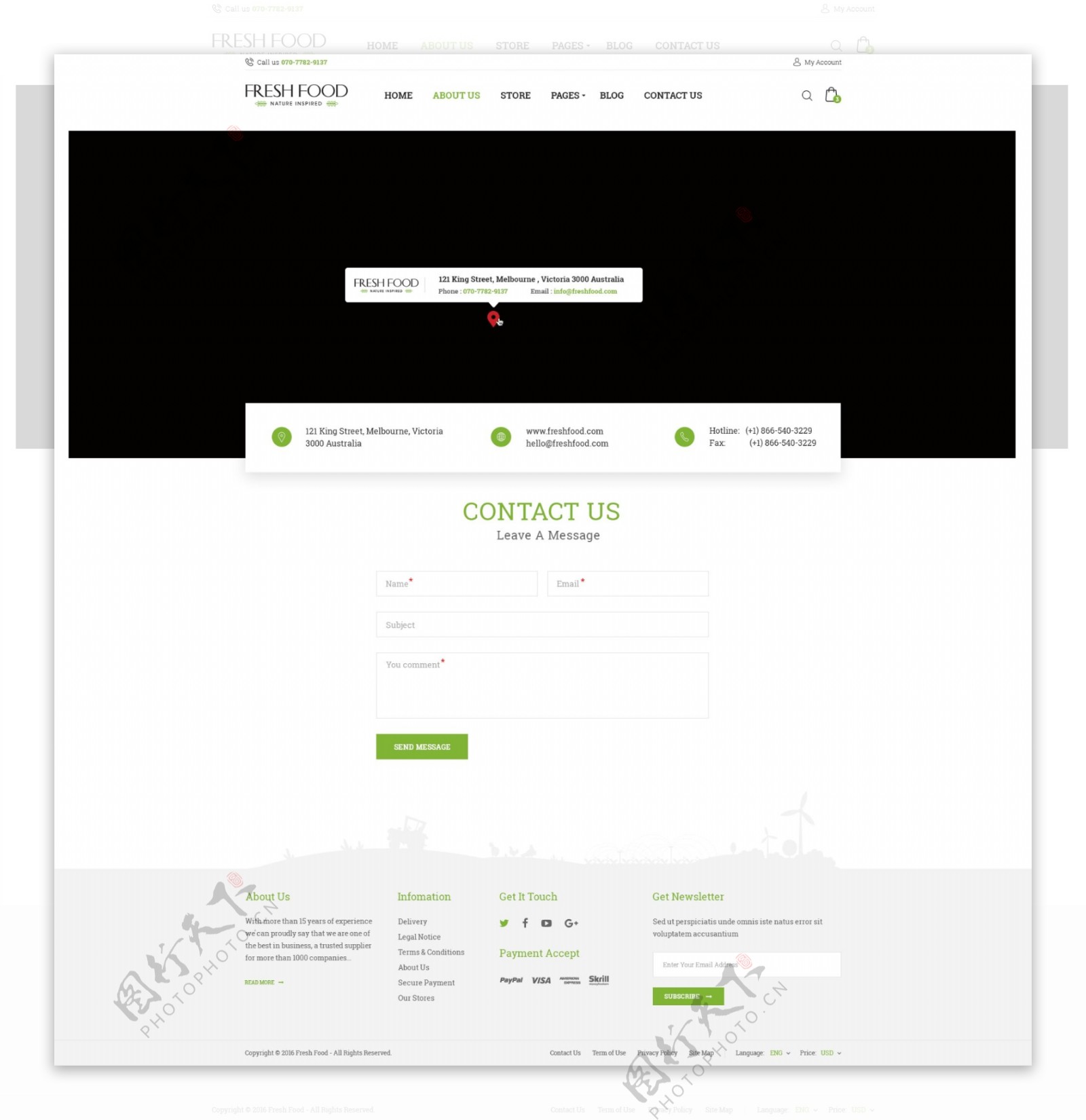 网站设计联系方式界面模板