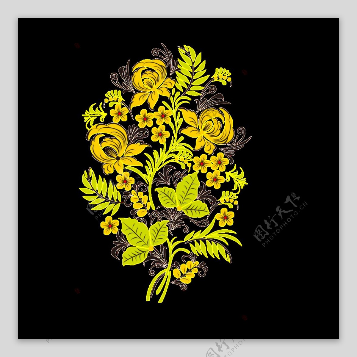 热烈黄色手绘菊花装饰元素