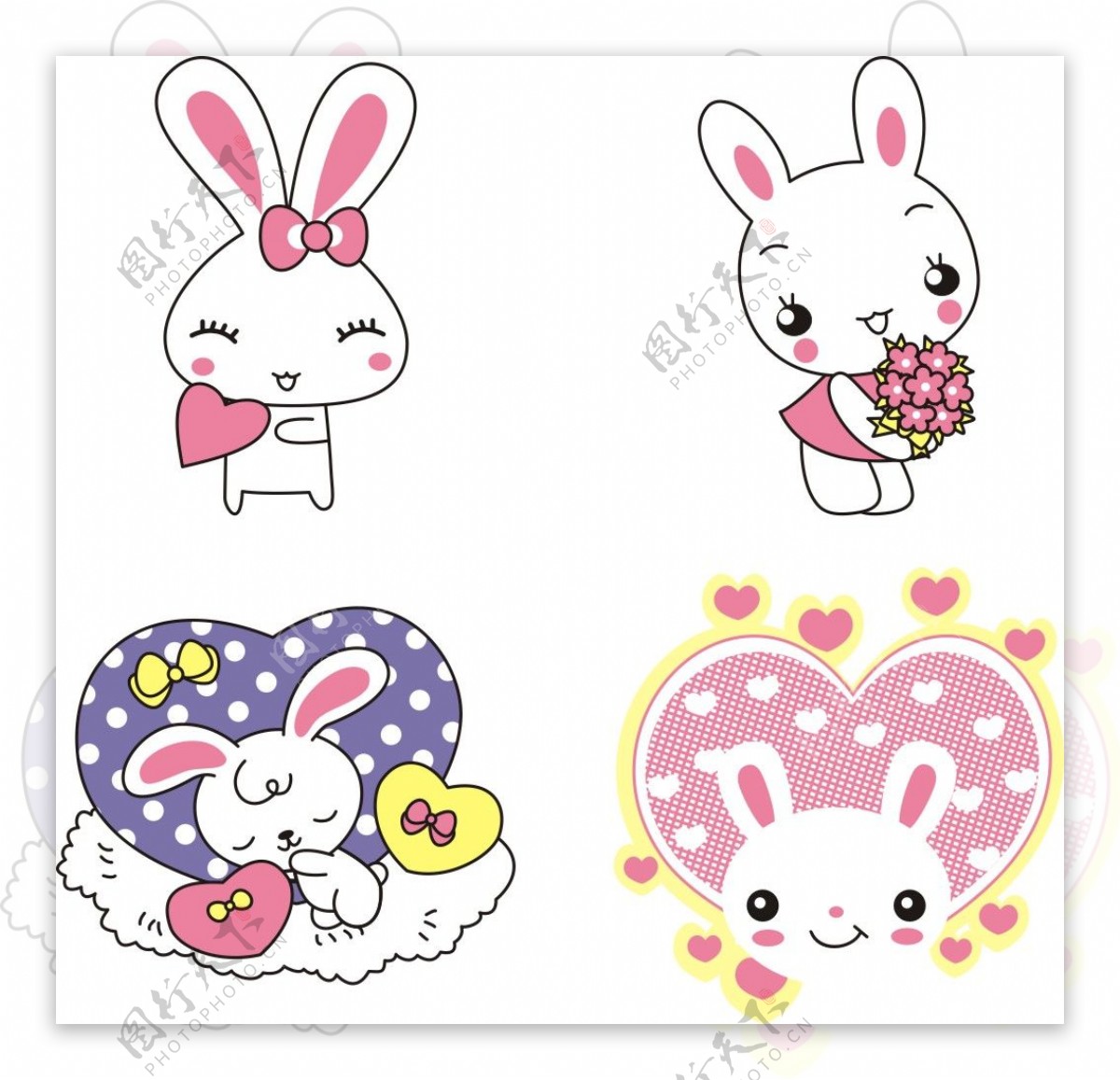 粉色卡通可爱动物兔子