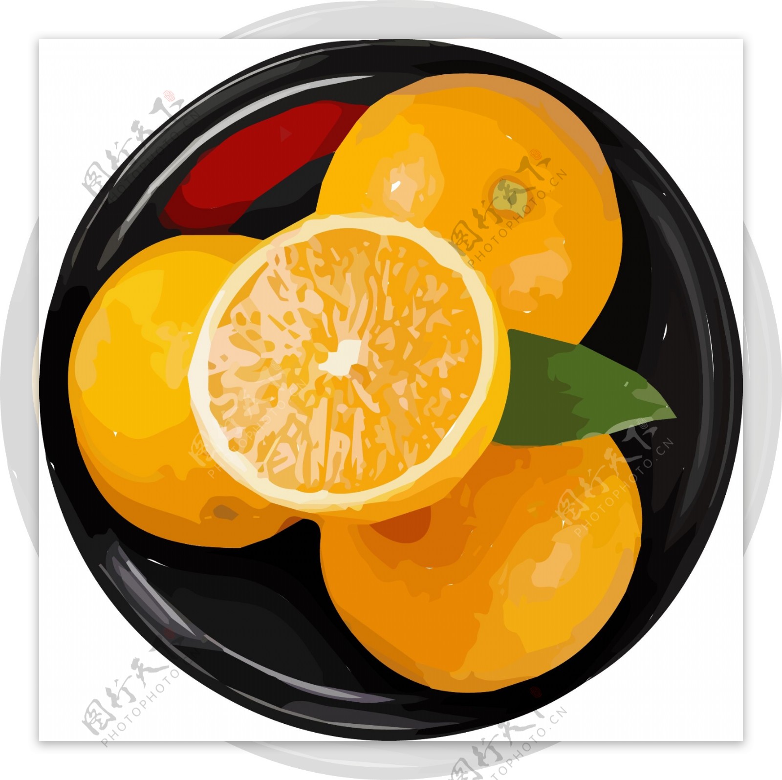 插画手绘橙色橙子矢量元素