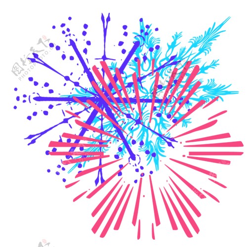 彩绘节日烟花图案元素