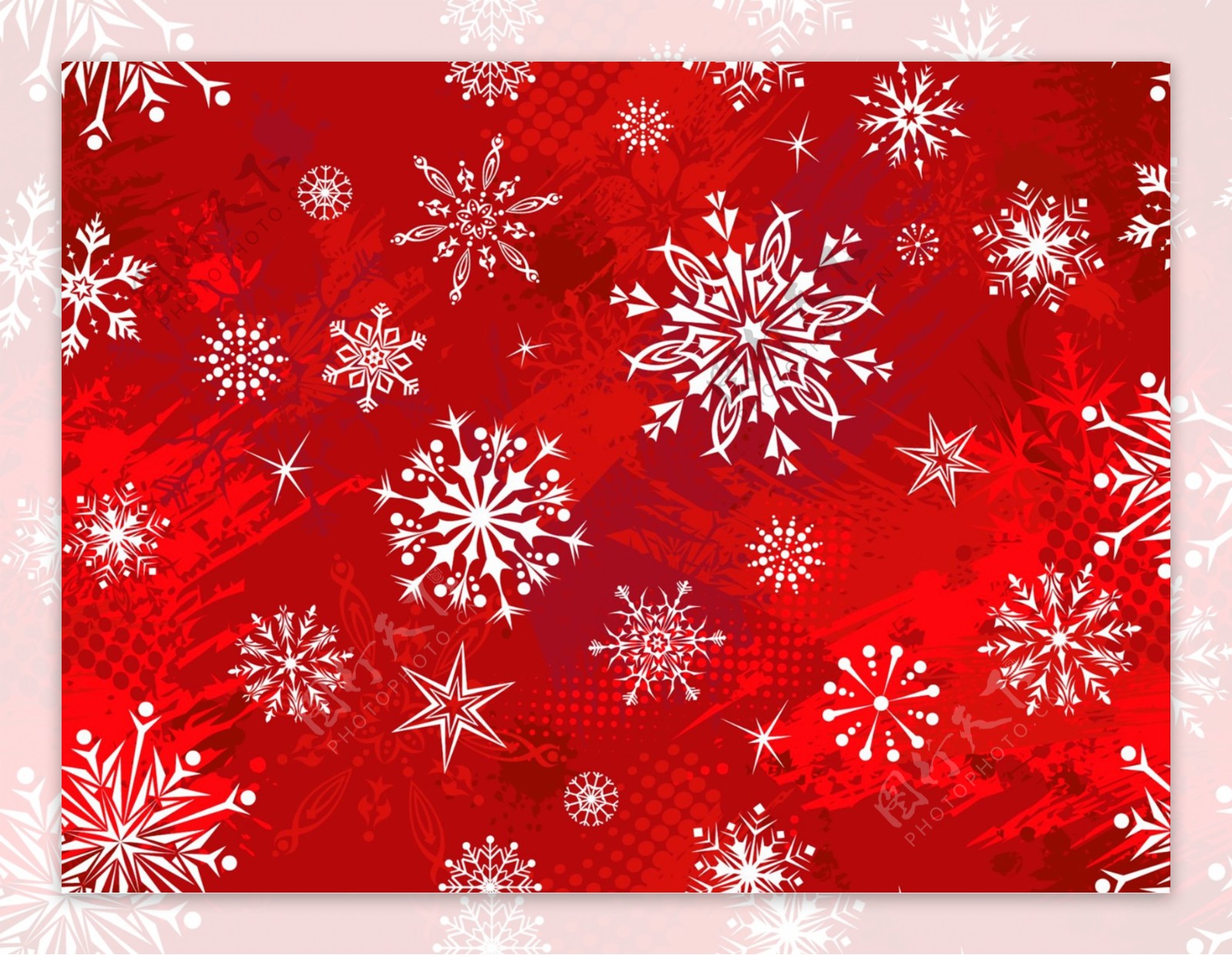冬季雪花淡红背景图2