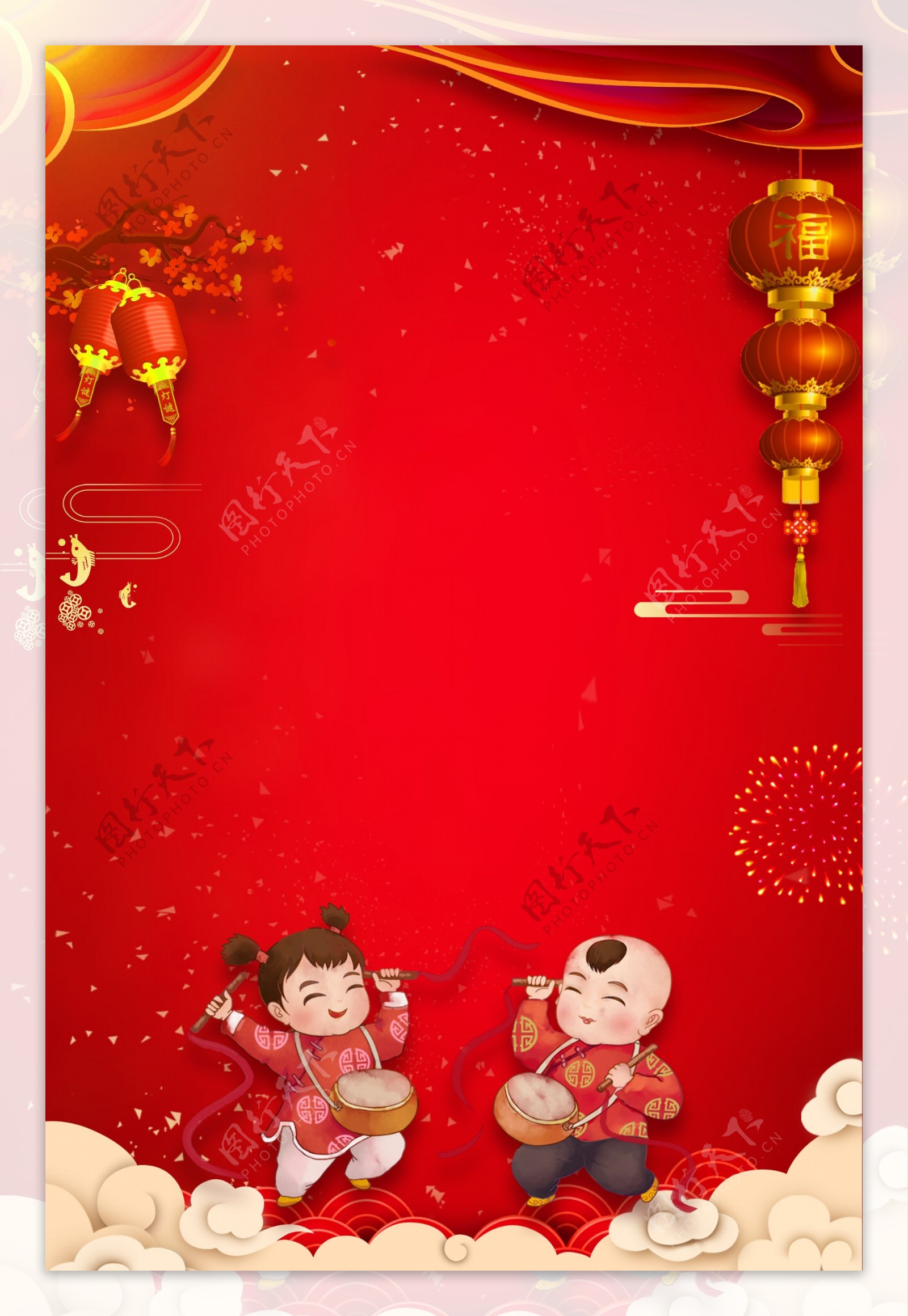 红色灯笼元宵佳节海报背景设计