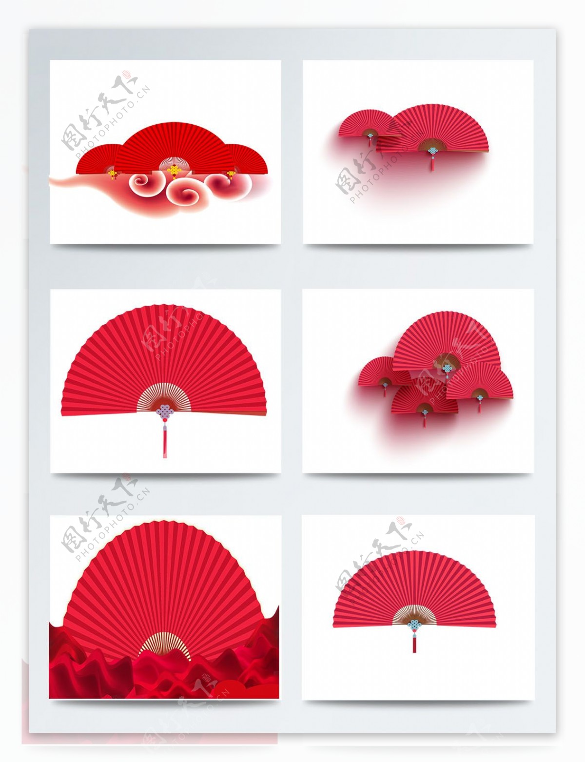 中国风红色扇子图片