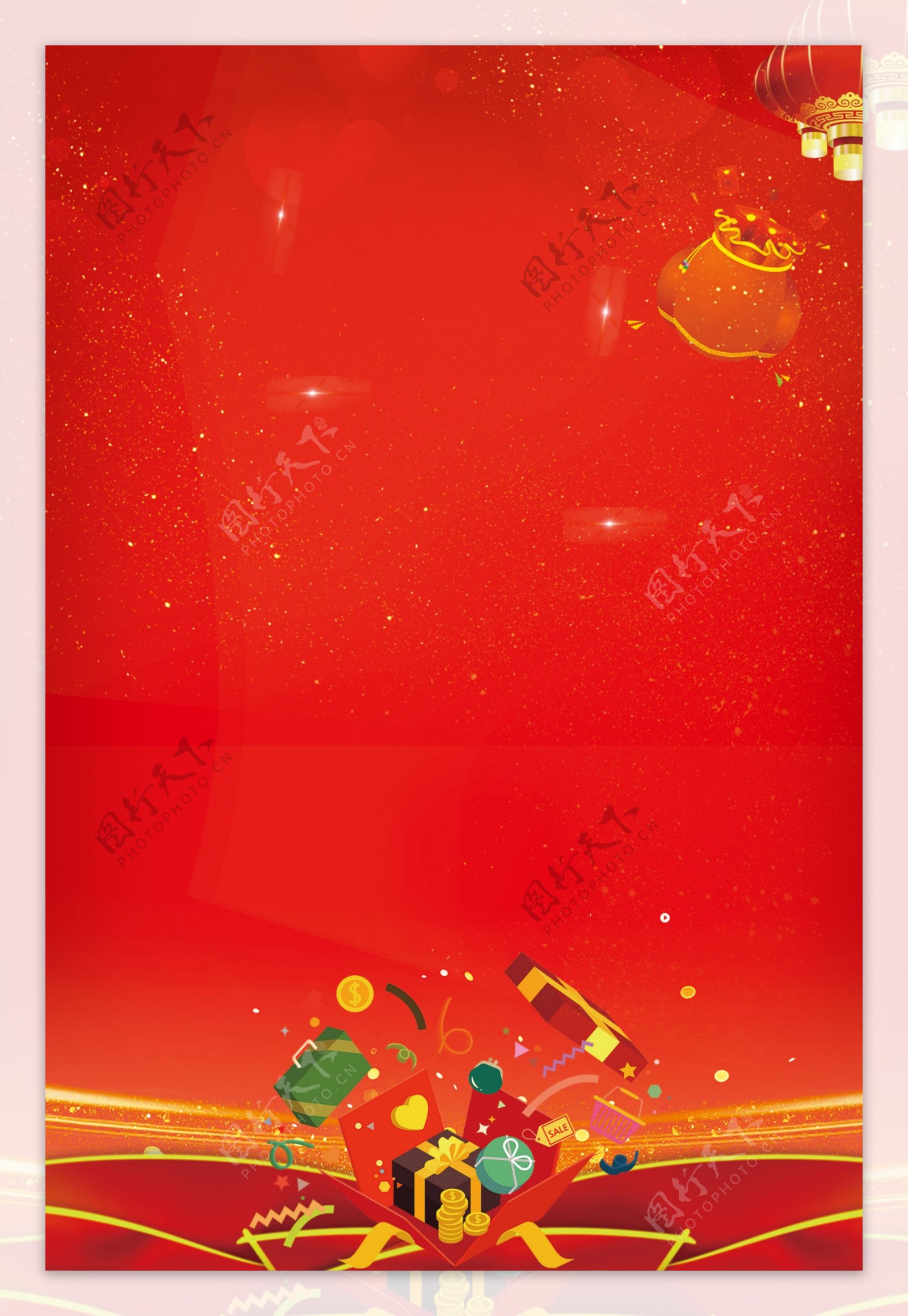 红色狗年春节海报背景设计