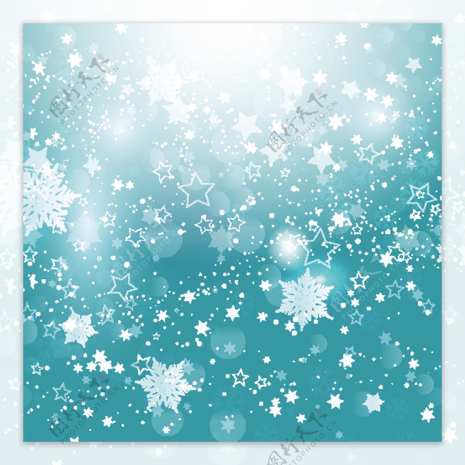 圣诞雪花和星星蓝色背景