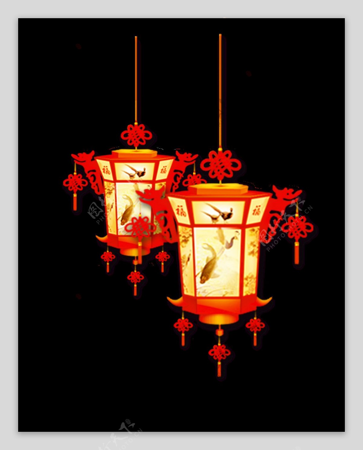 中国风喜庆灯笼透明装饰素材