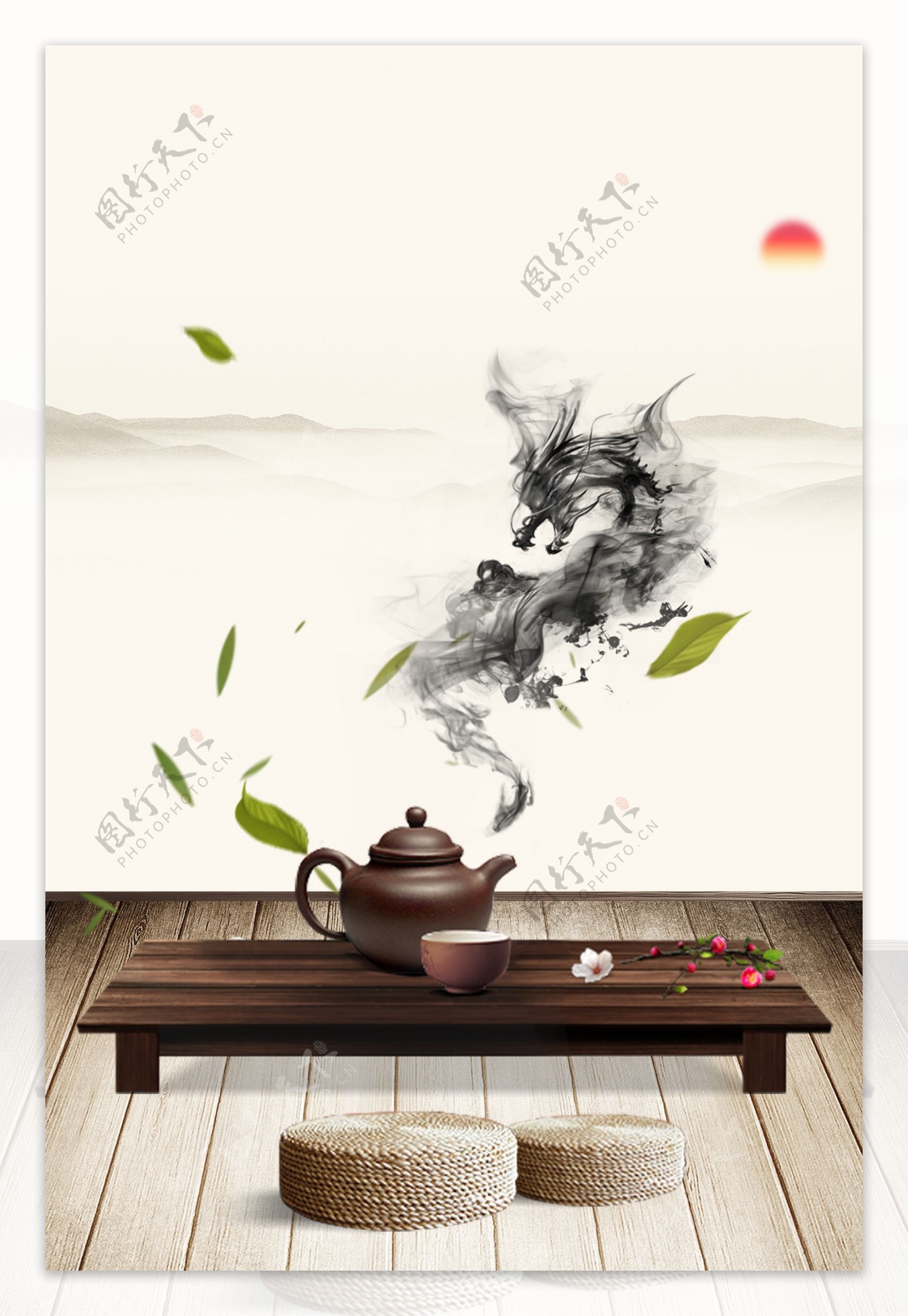 中国风茶叶文化海报背景设计模板
