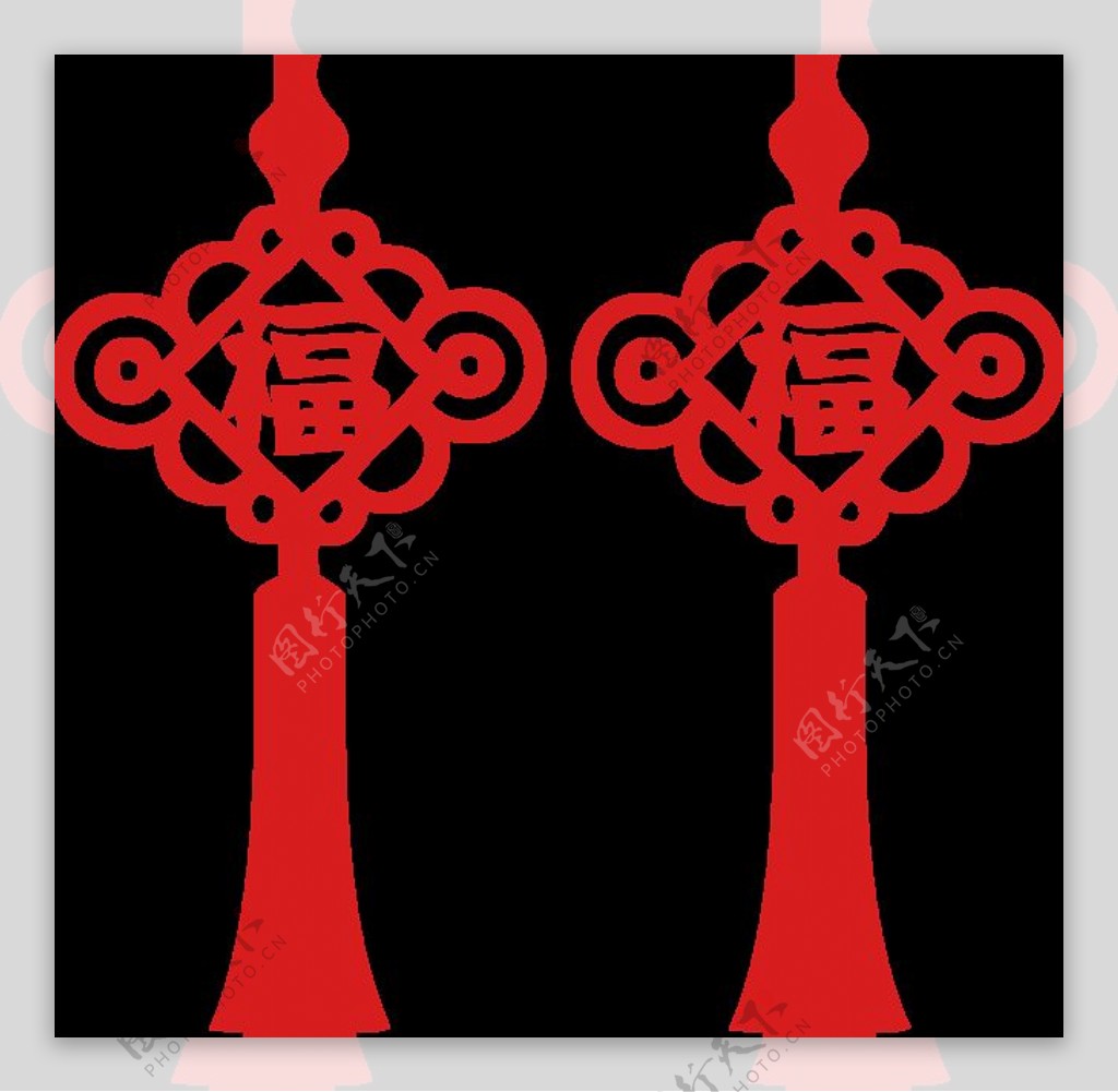 红色双福创意中国结元素