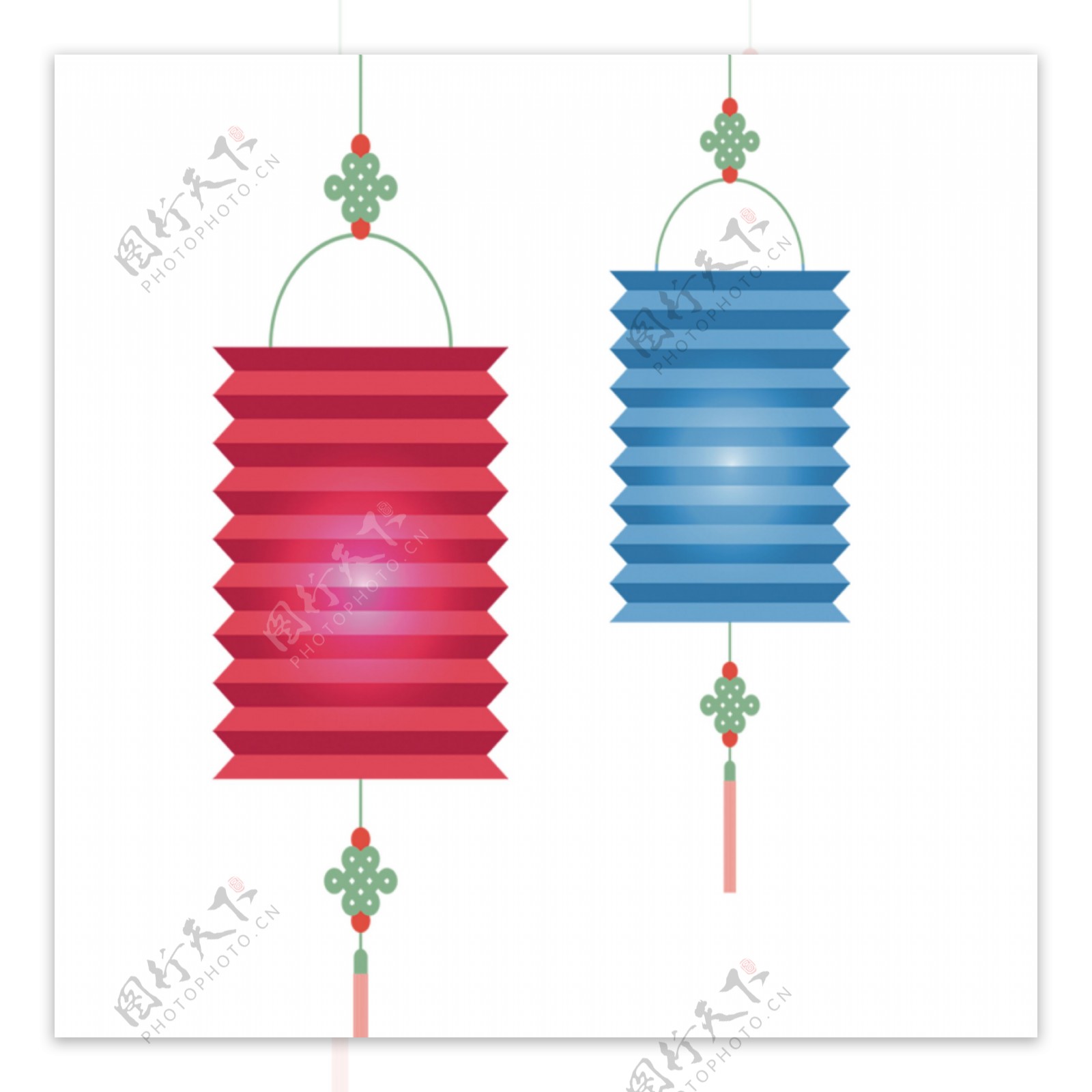 童真折叠彩色灯笼节日元素
