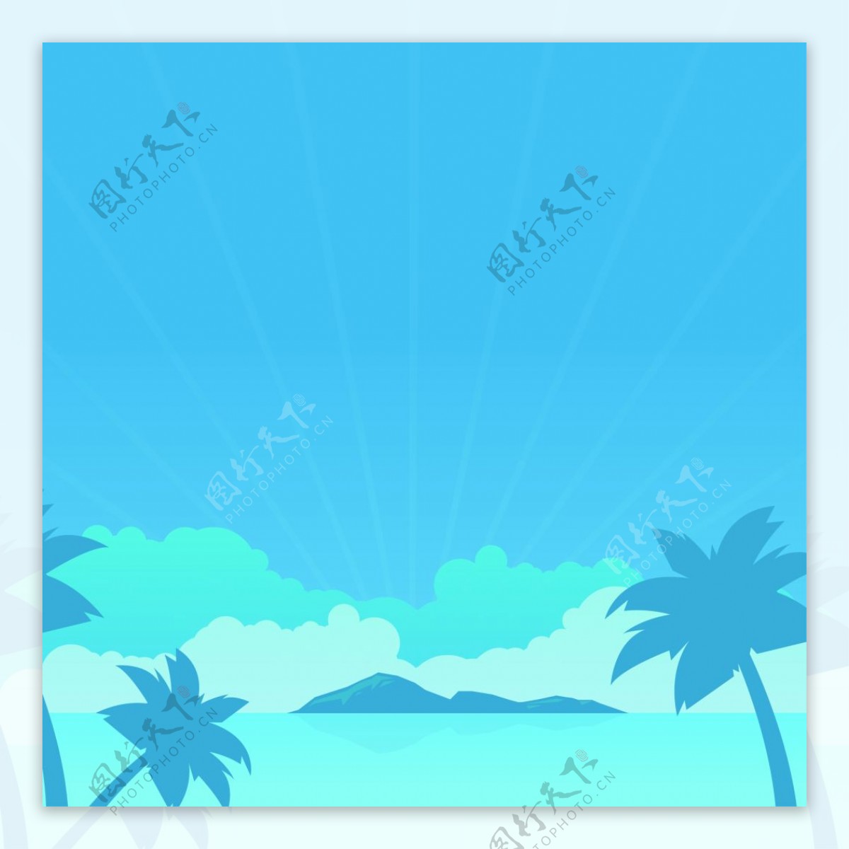 蓝色夏季沙滩度假海报矢量背景