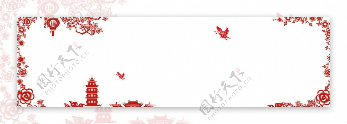 中国风剪纸红色艺术背景