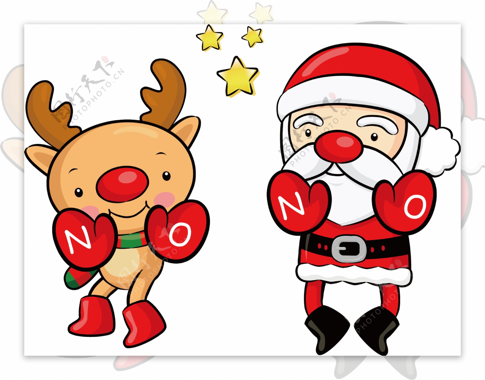 卡通圣诞老人麋鹿元素PNG