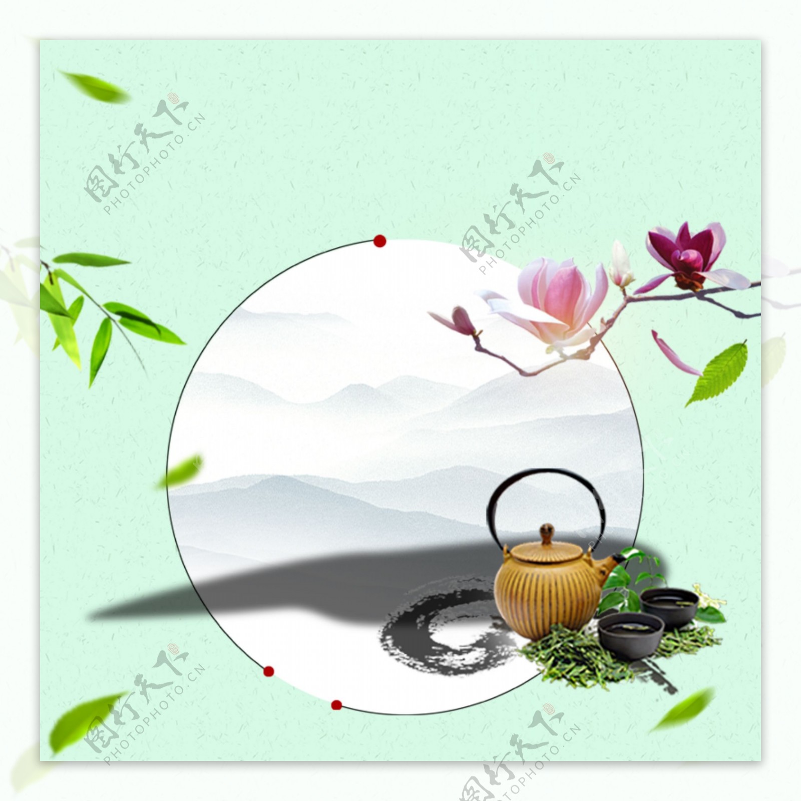 中式茶文化主图背景设计