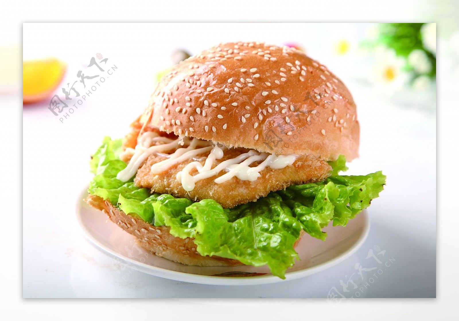 嫩鸡五方鸡腿汉堡摄影图__西餐美食_餐饮美食_摄影图库_昵图网nipic.com
