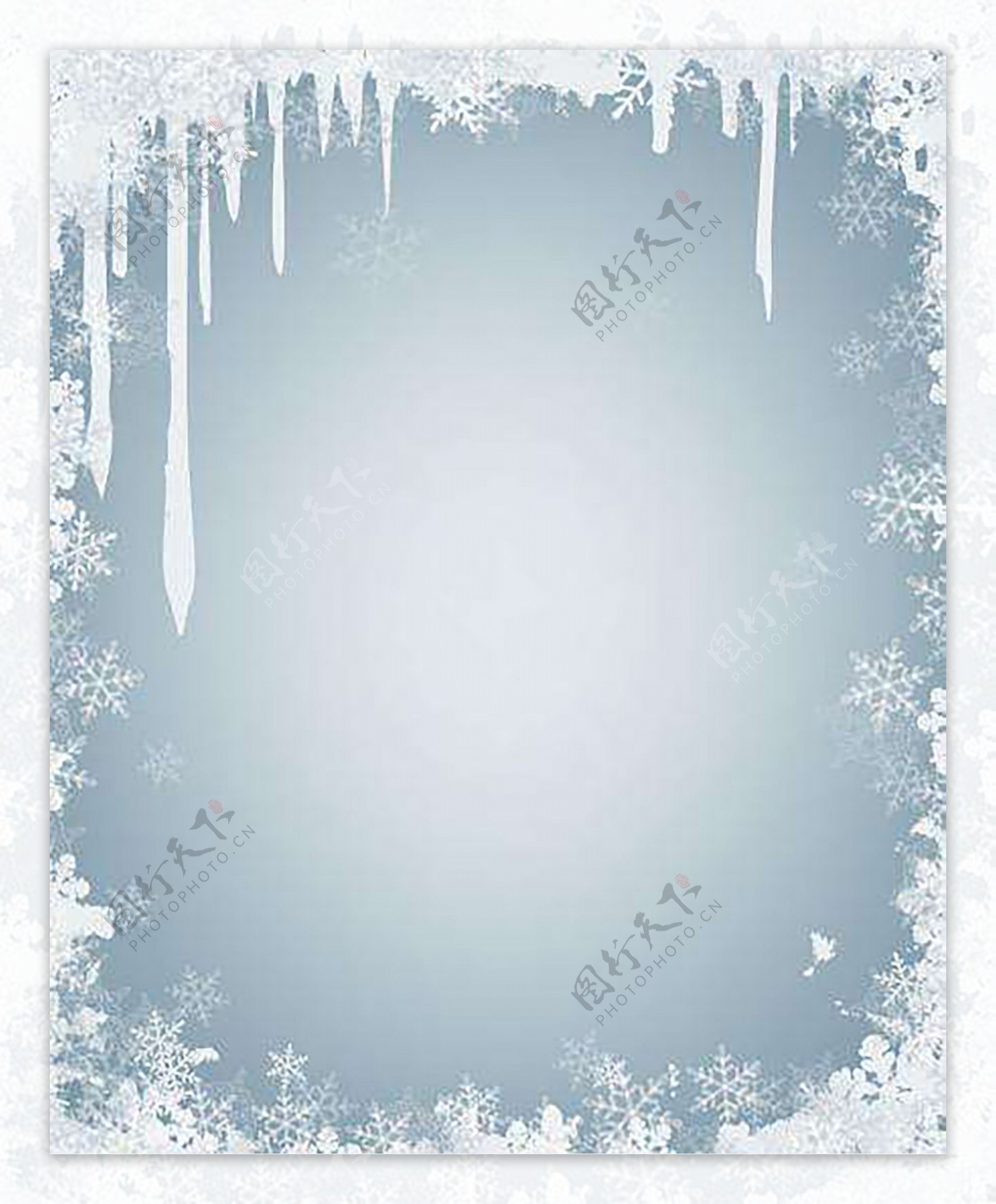 白色透明冰晶雪花图