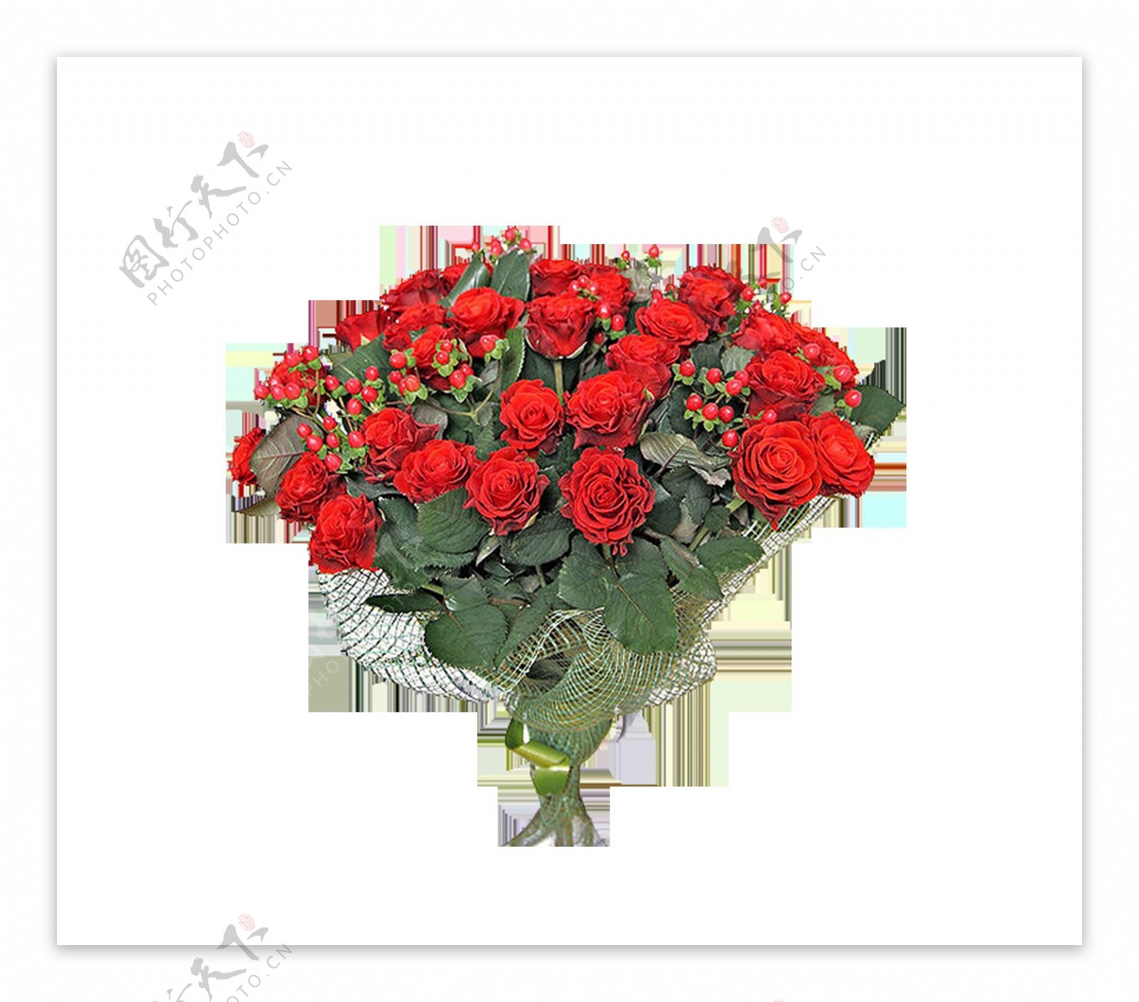 红色玫瑰花花束png元素