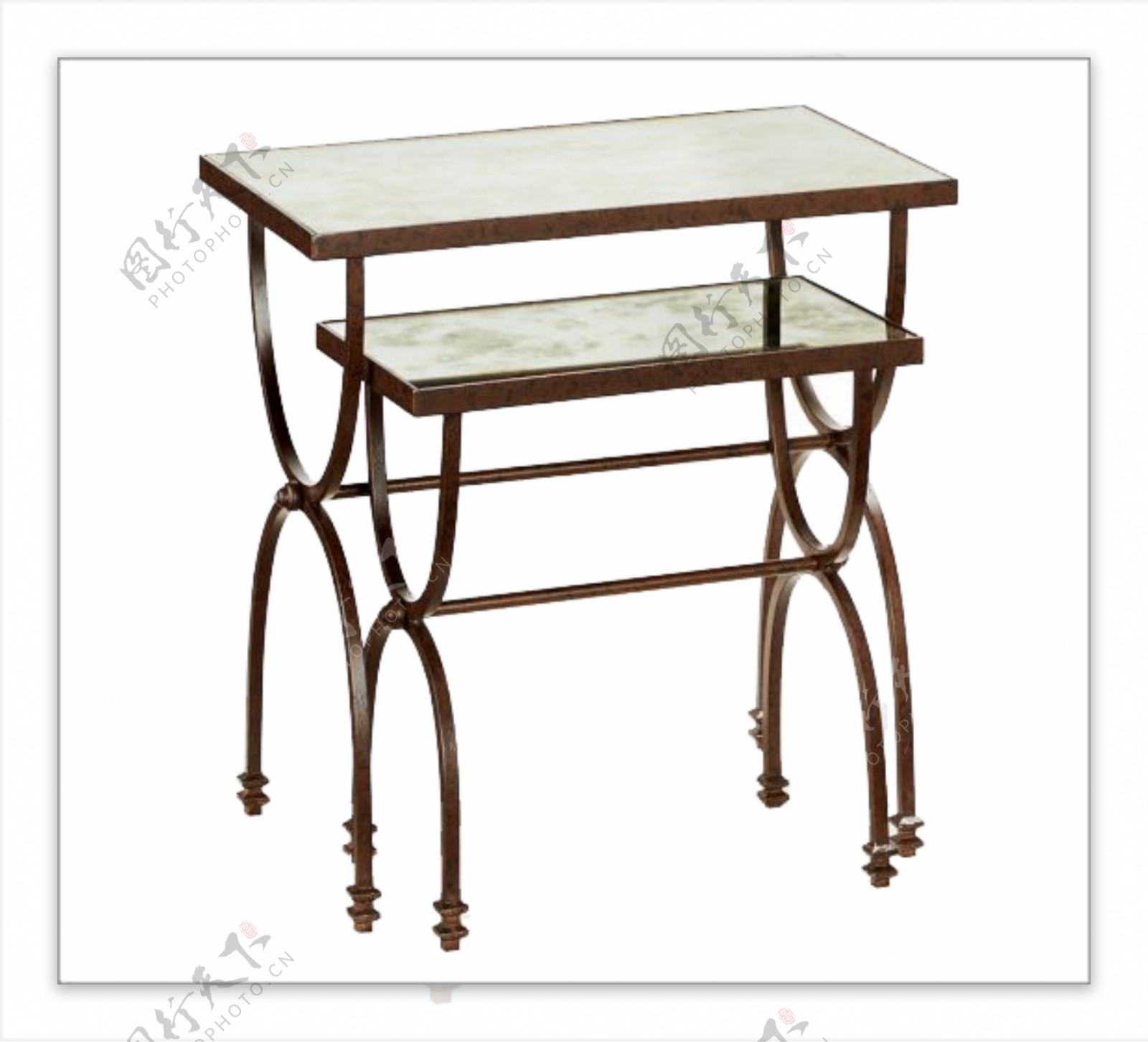 现代铁艺双层方形桌子
