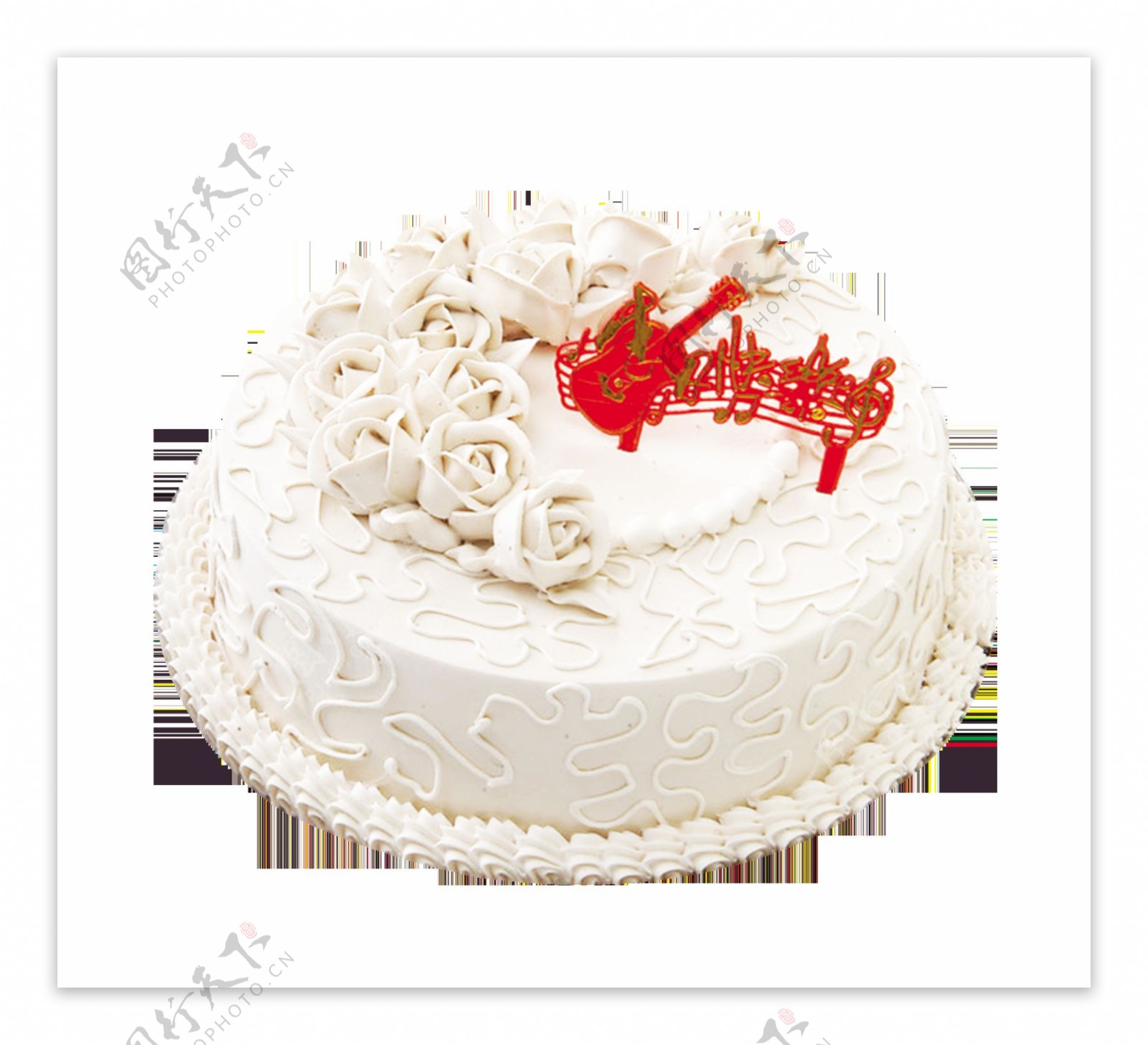 白色花式奶油蛋糕PNG