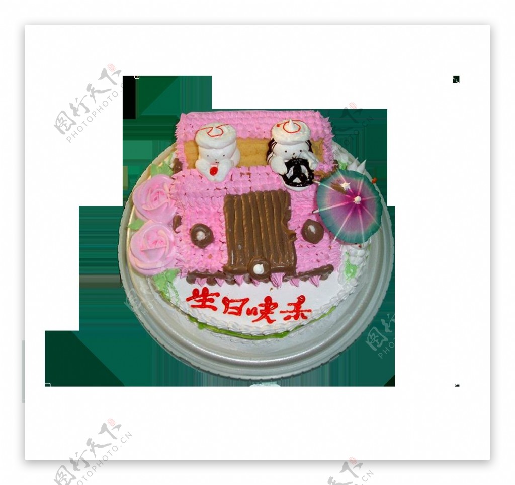 粉色精美生日蛋糕素材