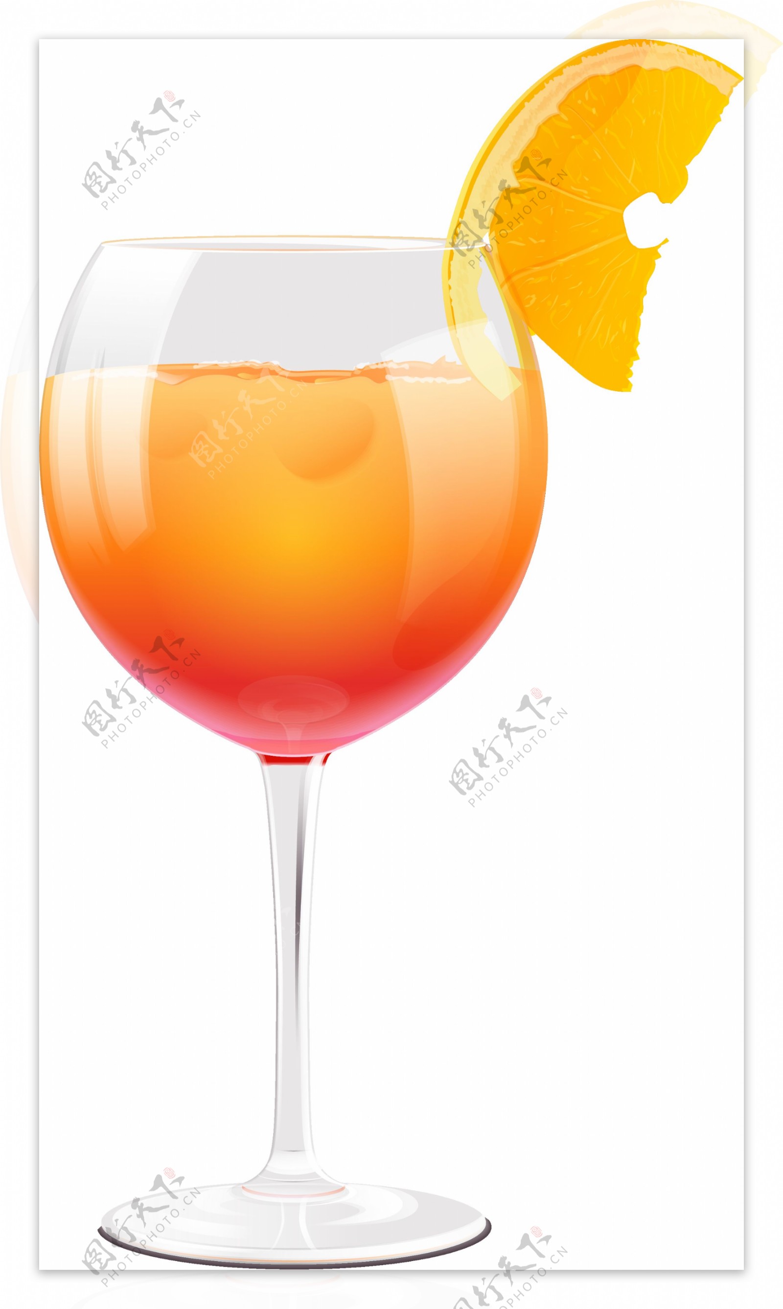 一杯夏季清新橙汁透明饮料素材