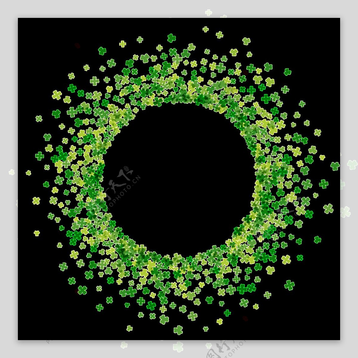 森林绿色斑点手绘花环装饰元素