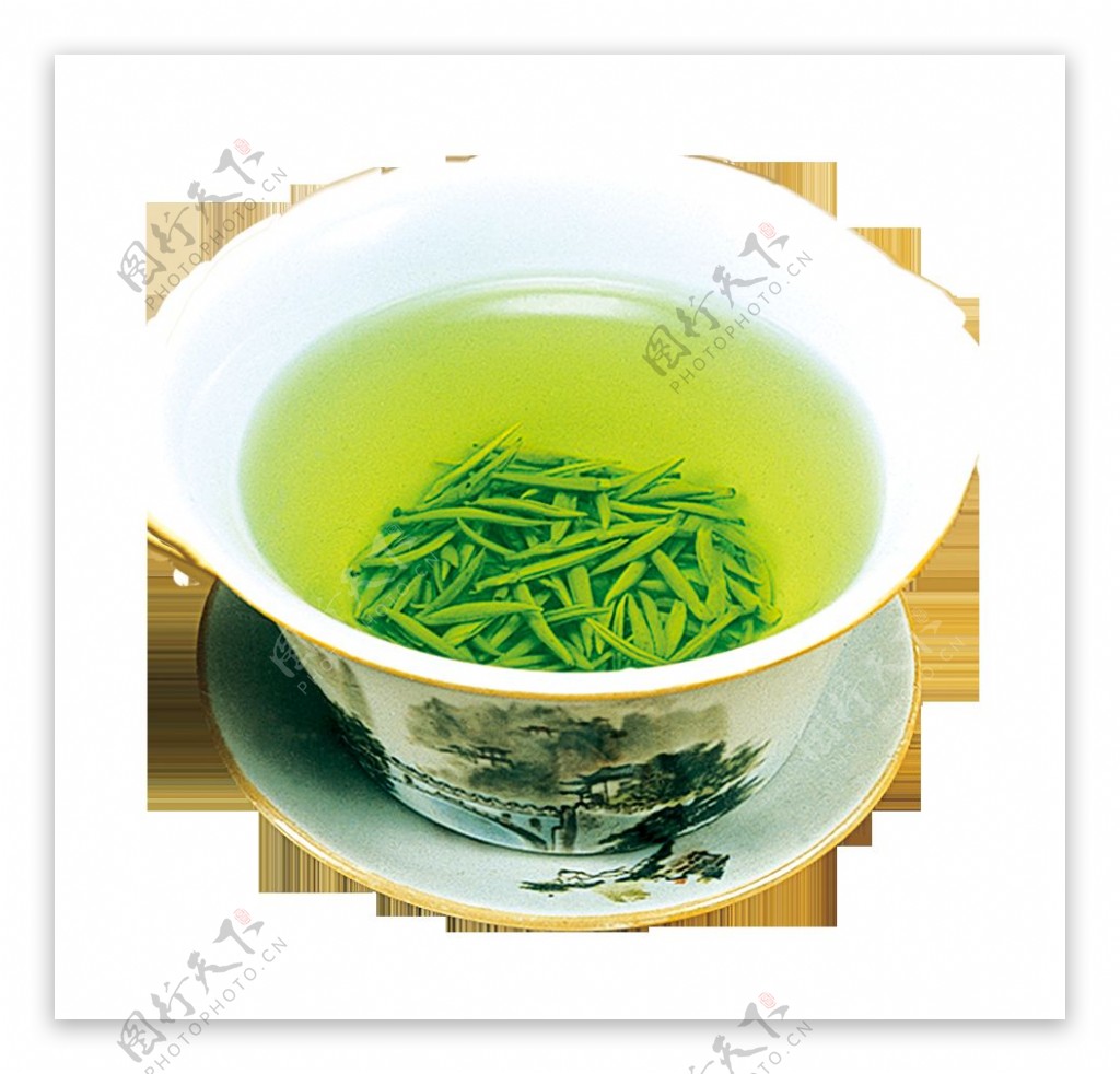 清新绿色茶杯产品实物
