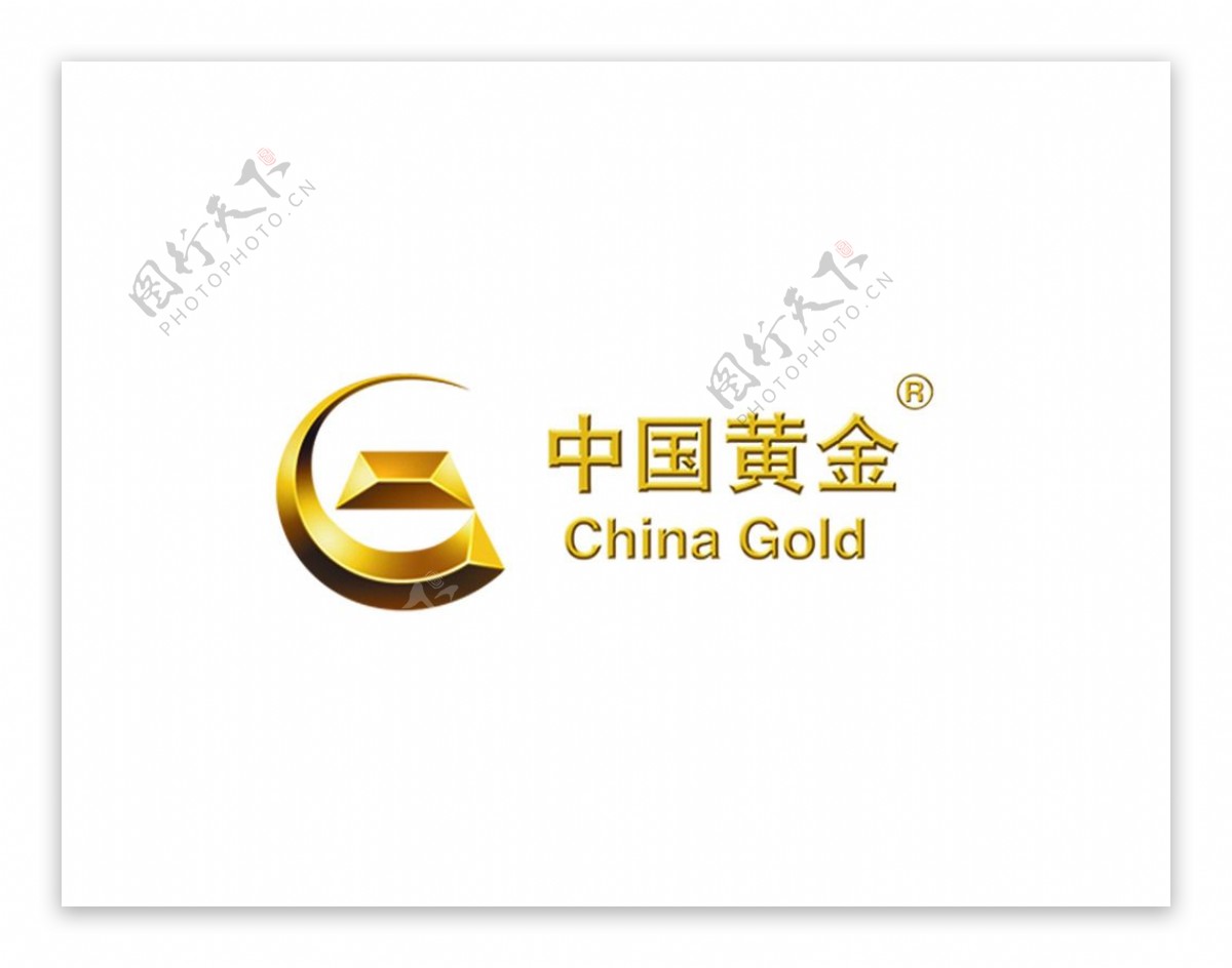 中国黄金金色横版PS标志